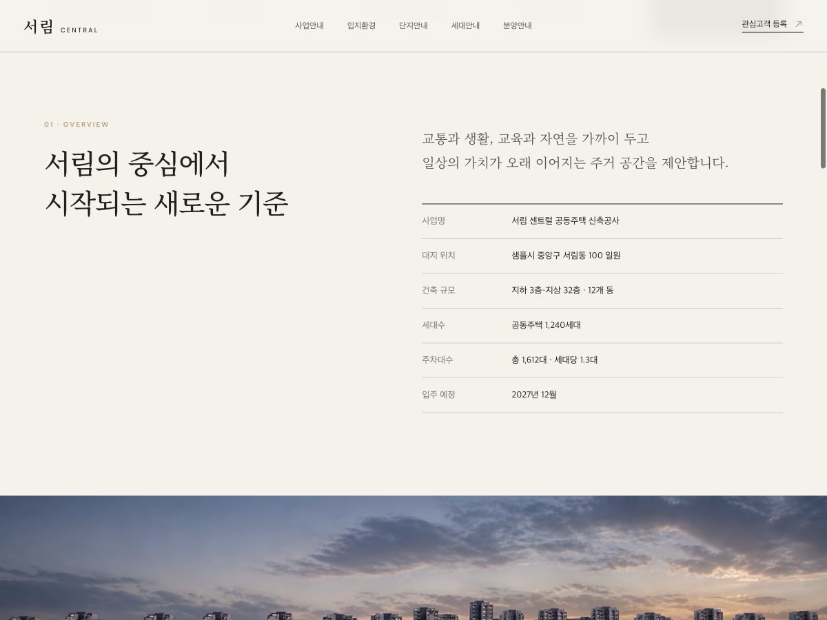 템플릿형 사업개요 샘플 화면